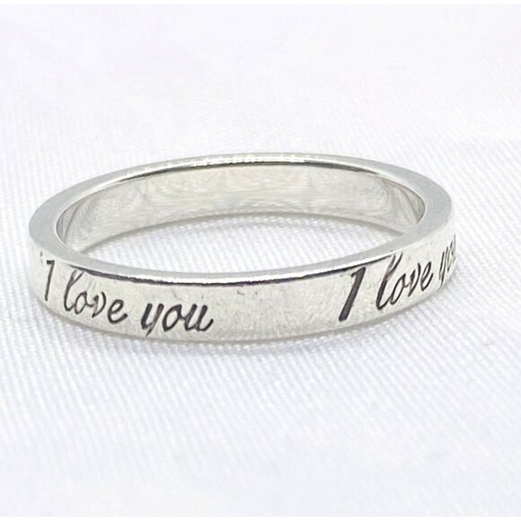 Tiffany & Co Sterling Silver 925 "I Love You" Eternity Band Ring 5.5 - Picture 1 of 6
